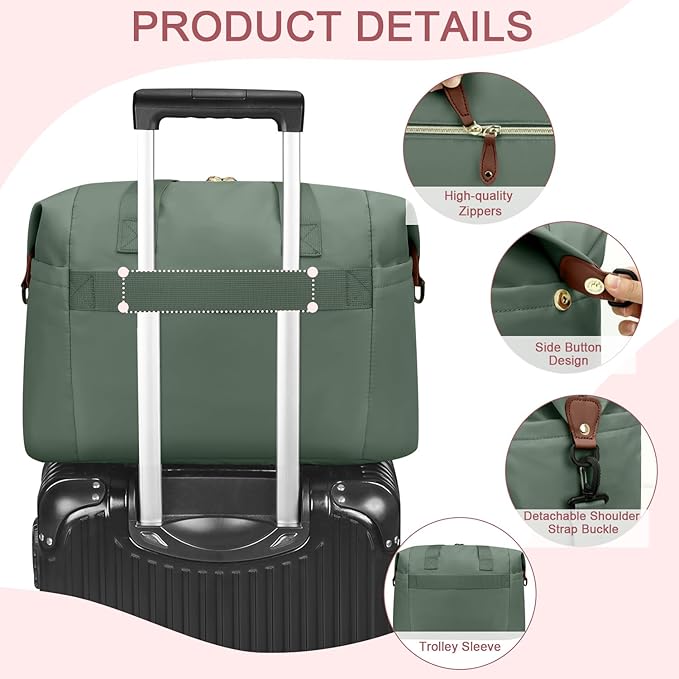 Pritent Diaper Bag Tote - Diaper Baby Bags with Pacifier Case, Shoulder Straps, Stroller Clips, Waterproof Large Mommy Maternity Travel Baby Bag for Mom and Dad, Green, Medium