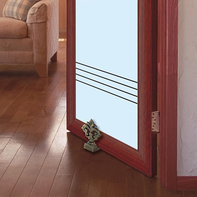 Door Stoppers for Bottom of Door Cast Iron Decorative Door Stop Wedge Doorstops (Antique Gold)