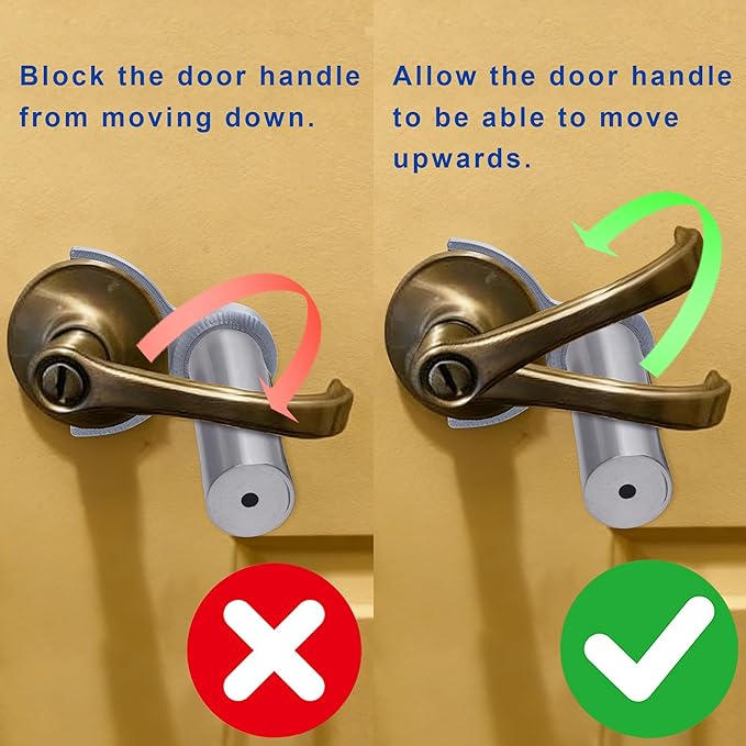 Pet Proof Door Lever Lock, Door Handle Lock Child Safety, No Adhesive Baby Proofing Door Handle Lever for Toddlers Cats Dogs (Grey)