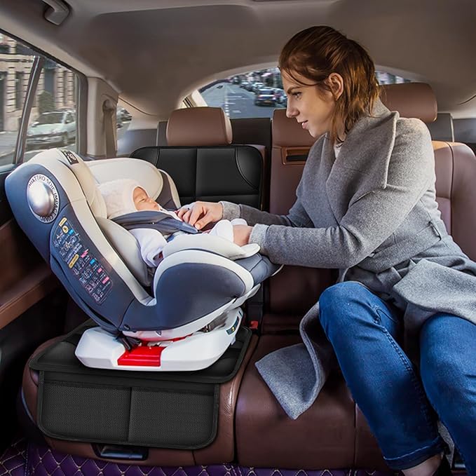 Meolsaek Kick Mats Back Seat Protector, Waterproof Oxford Seat Back Protector, Car Seat Back Protector for Kids, Back of Seat Protector for Kids Feet Car Seat (Black D -1 Set)