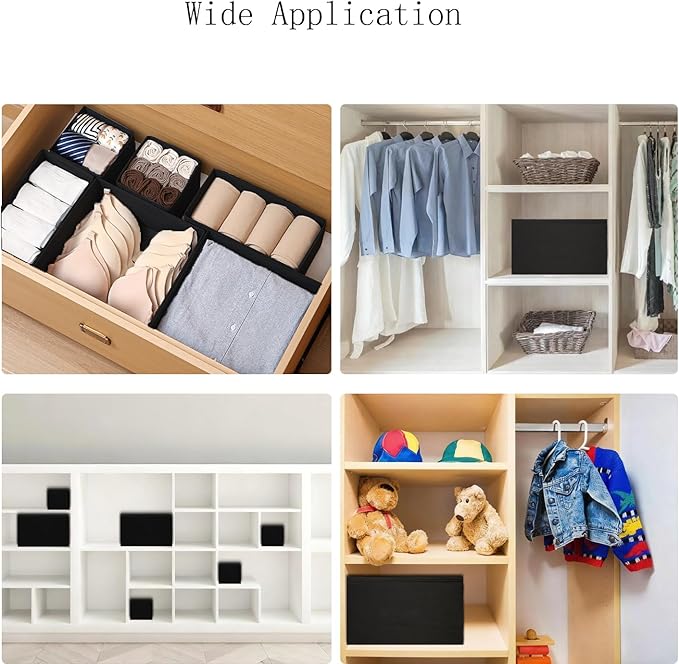 COSDACE Drawer Organizer,12Pcs Dresser Drawer Organizers Foldable Closet Organization and Storage Dividers for Underwear, Sock, Baby Closet Organizer(Black)