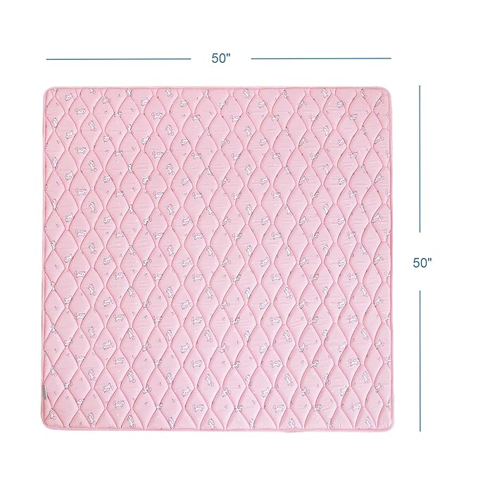 Foam Baby Play Mat 50" X 50", Play Mat for Babies and Toddlers, Baby Floor Playmat Non Slip, Thick One-Piece Crawling Mat, Easy Clean, Pink Print