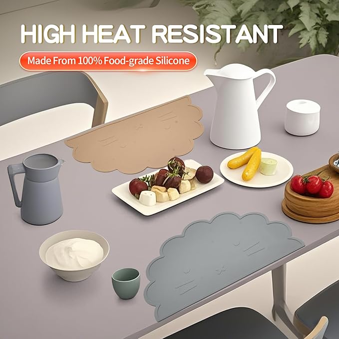 Silicone Bear Placemat for Toddlers (Lion 3pcs Gray)