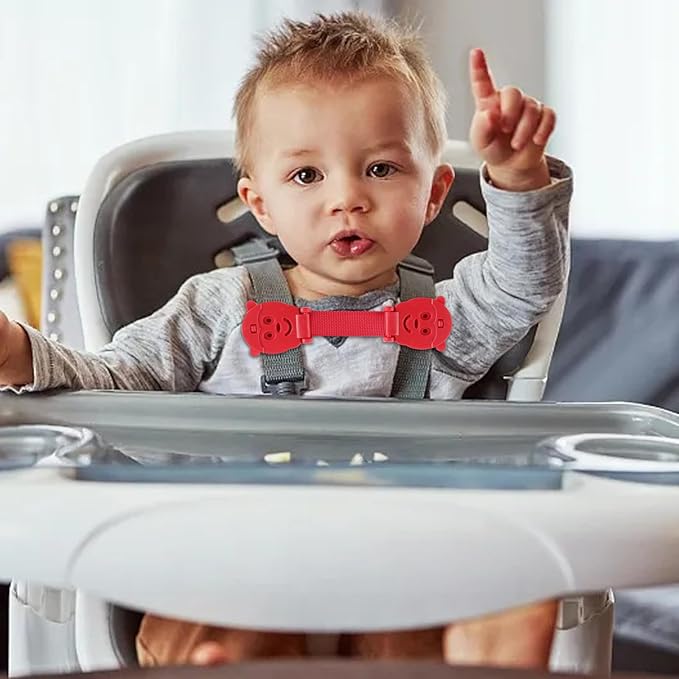 Anti Escape Baby Harness Chest Clips Strap Lock, Prevent Children/Kids Taking Their Arms Out of Child High Chairs/Strollers/Baby Reins, Red(2 Pack)