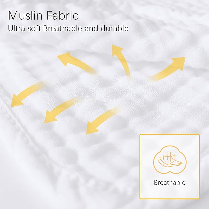 Lovely Care 24 Pack Muslin Burp Cloths 100% Cotton Muslin Cloths Large 20''x10'' Extra Soft and Absorbent Baby Burping Cloth - White