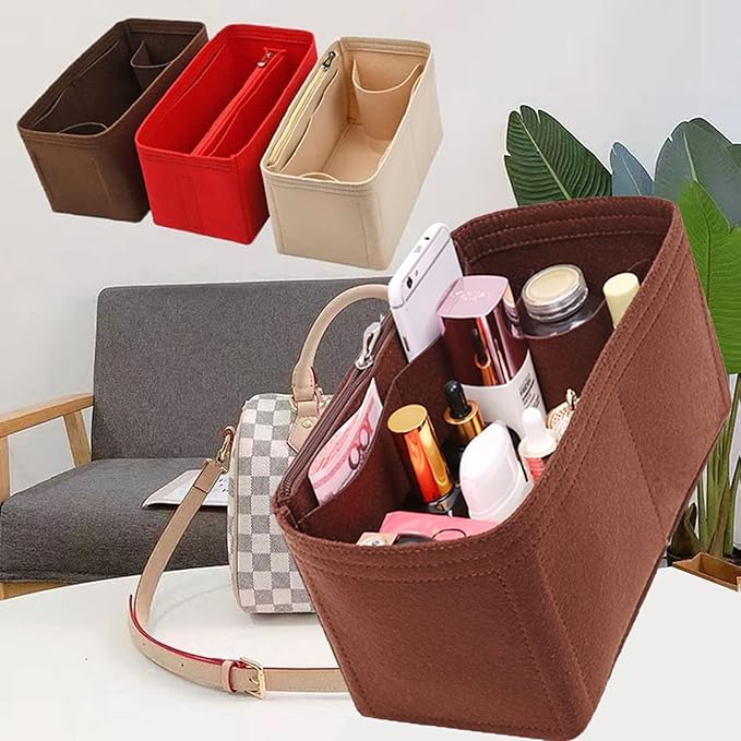 Lckaey Purse Inserts for Speedy 20 Organizer Insert, for monogram bag, HandBag protective insertTote Bag and hand bag protector, organizer insert 1083red-S