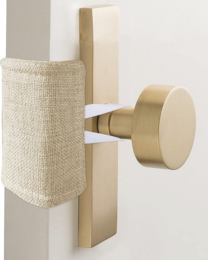 Door Silencer Padded Door Latch Cover, Baby Door Cushion Quiet Closer Door Lock Cover Universal Fit for No More Noise Light Sleeper Baby Nursery - 4" x 3", Taffy, Set of 3
