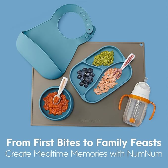 NumNum Baby Spoons Set, Baby Essentials Pre-Spoon GOOtensils for 6+ Months, First Stage Self-Feeding Spoons for Baby Led Weaning (BLW), Silicone Toddler Utensils, BPA-Free, 2 Pack Red/Pink