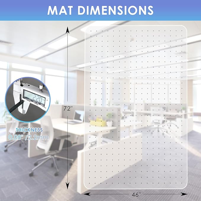 Vicwe Large Office Chair Mat for Carpeted Floors,72"X46" Rectangle Desk Chair Mats with Studs for Low and No Pile Carpeted Floors, Easy Glide Computer Desk Chair Mat for Home & Offices