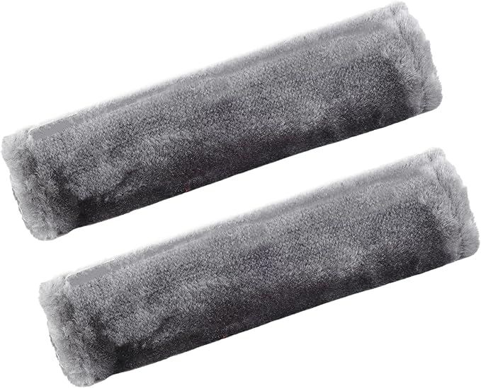 MOONET 2 Packs Car Seatbelt Covers Shoulder Pad for More Comfortable Driving, Universal Seat Belt Cover for Handbag Camera Backpack Straps, Soft Faux Sheepskin Wool Seat Belt Cushion (Gray)