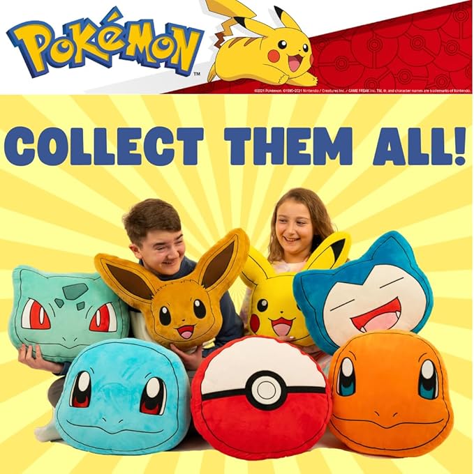 Pokemon Bulbasaur Decorative Plush Pillow – Anime Bedding Accent for Kids – Super Soft, One Size – (Officially Licensed Product) by Franco