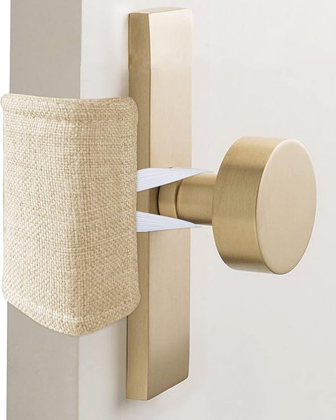 Door Latch Covers Door Cushion, Door Cushion Noise Reducing for Babies Light Sleepers No Slamming Durable Material - 4x3 Inch, Wheat Beige, Pack-3