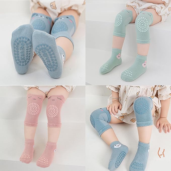 TFTSR Baby Knee Pads for Crawling (3 Pairs) and Baby Socks for Walking (3 Pairs), Walking Protector for Toddler Kid Girls Boy