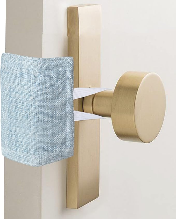 Door Latch Covers for Newborn Door Silencer, Quiet Door Closer Fit for Light Sleepers No Slamming, Prevent from Locking - 4" x 3", Light Blue, 3 Pieces