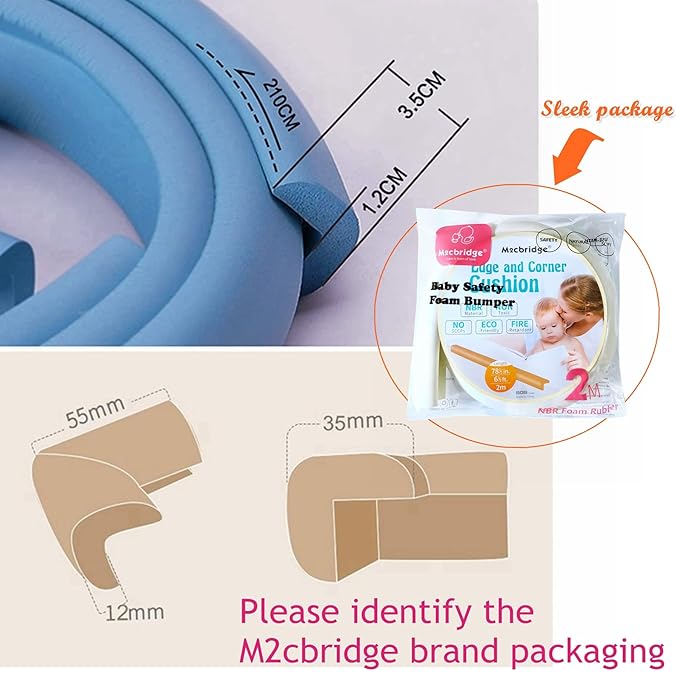 M2cbridge L Shape Extra Thick Furniture Table Edge Protectors Foam 6.5 Ft (Off White with 4 Corners)