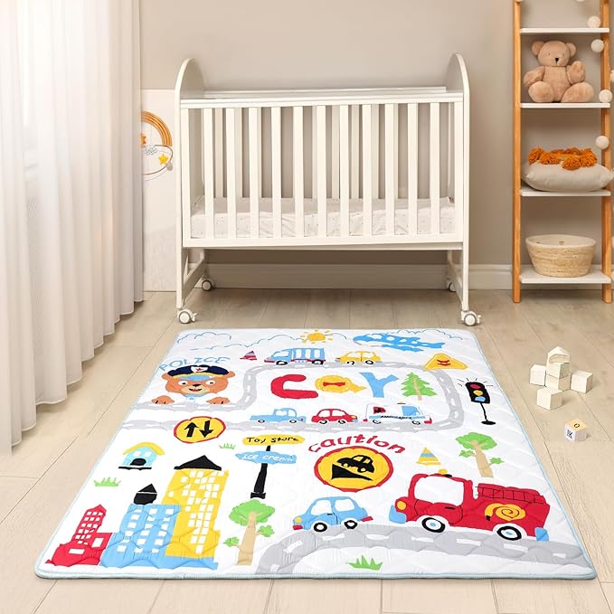 Baby Play Mat for Floor 59 * 71 inch, Extra Thick Soft Cushioning Foam Mat for Kids, Non Slip & Washable Crawling Mat for Toddler, Padded Play Mat for Baby Tummy Time