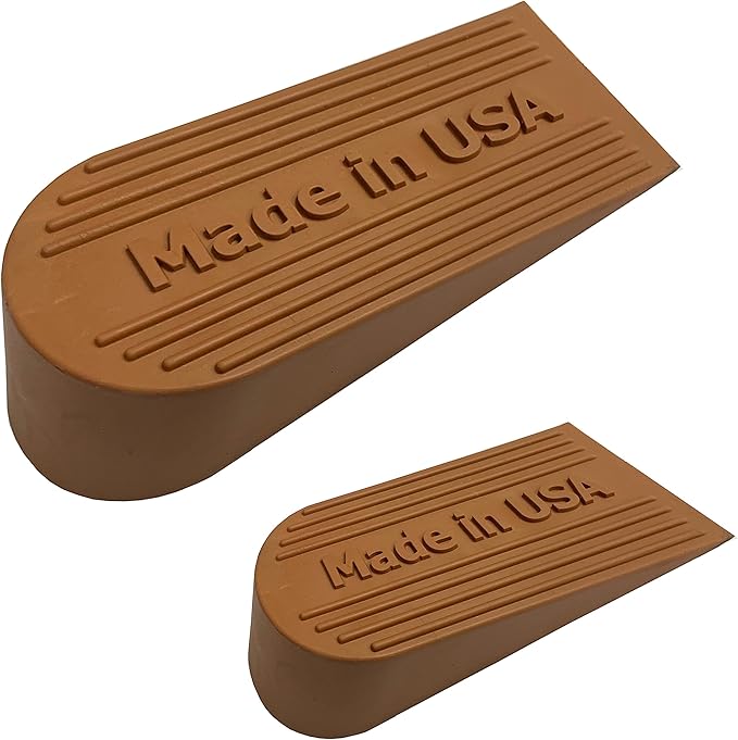 Large Rubber Door Stopper Made in USA - Door Stop Wedge for Carpet, Tile, or Concrete Floor, Door stoppers for Bottom of Door -Heavy Duty for Commercial & Home Use 6.5 x 2.75 x 1.9 Inches Coffee 2PK