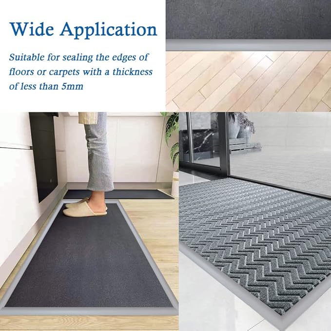 Floor Transition Strip Self Adhesive Carpet & Flooring Transitions Edging Trim Strip PVC Threshold Transitions Suitable for Threshold Height Less Than 5mm (10Ft, Dark Gray)