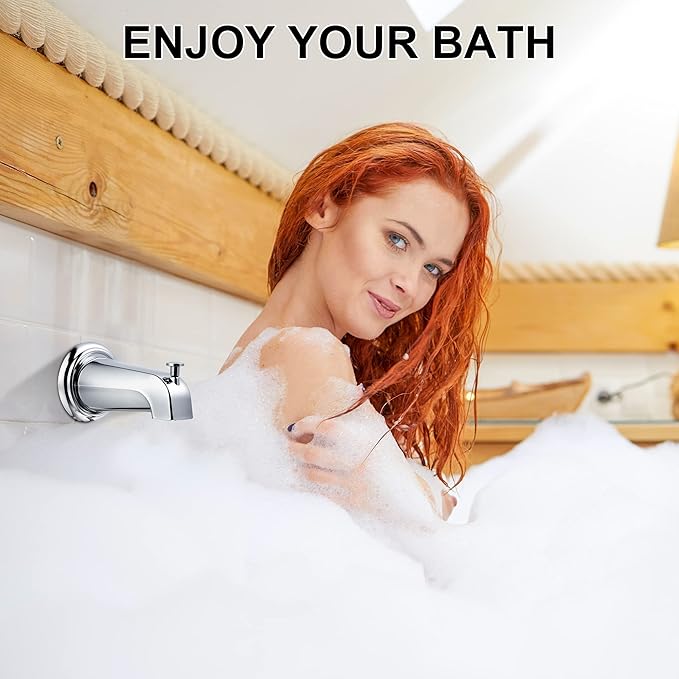 Enhon Slip on Tub Spout with Diverter, Compatible with American Standard 8888026.002 Tub Spout, Bathroom Bathtub Faucet, Fits 1/2 Copper Water Tube(5/8 Dia), 5/32 Hex Wrench(Chrome,3)