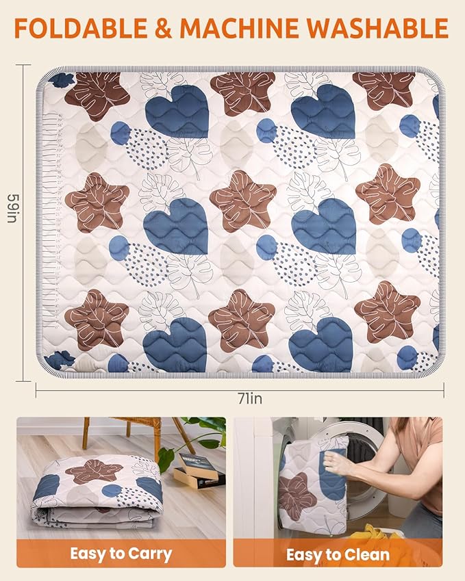71x59 Playpen Mat Foam, Large Baby Play Mat for Babies Kids Toddlers Infants Floor Crawling, Foldable Cushioning Padded Baby Playmat for Indoor Outdoor, Girls Boys Essential Gift, Boho