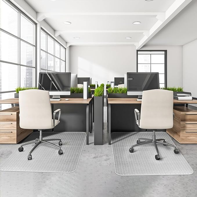 BesWin Office Chair Mat for Carpeted Floors, 45'' x 53'' Large Desk Chair Mat for Low Carpets, Premium Quality Hard Carpet Protector for Work, Home, Gaming, Easy Glide and Flat Without Curling