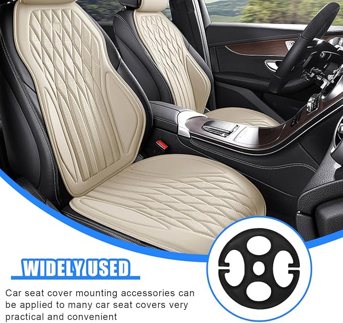 Car Seat Cover Plum Plate Metal Hooks, Card Fixed Fastener Buckle Replacement with 12 Metal Car Seat Hooks Locking Clip & 12 Plastic Chucks, Vehicle Seat Cover Accessories (24Pcs/Black)