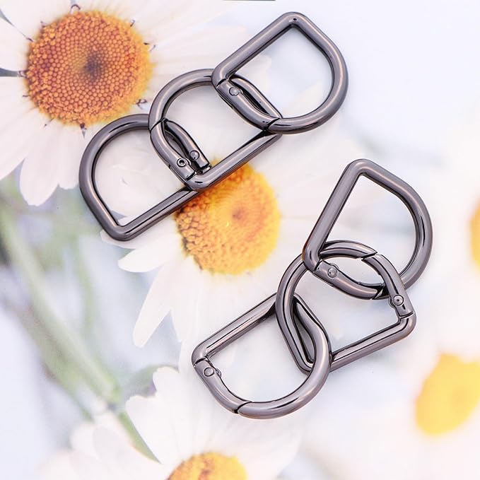 10pcs Metal D Ring Spring Key Hooks Keyring Clip for Keychain Buckle, Backpacks Handbag Purse Hardware, DIY Crafts