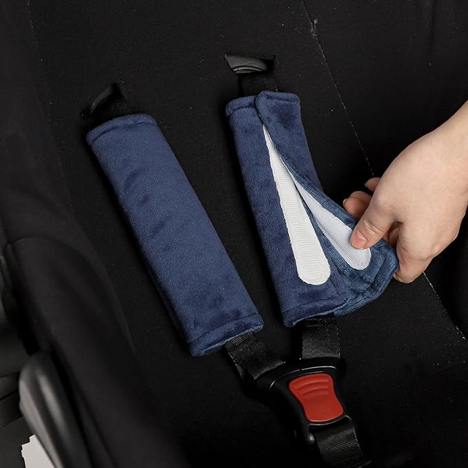GFU Car Seat Strap Pads for Baby, Soft Shoulder Pads for Comfort, Reversible Seatbelt Covers for Kids, Perfect for Baby Car Seat, Stroller, Swing, High Chair, Size: 6.5 x 6.5 inch, Blue