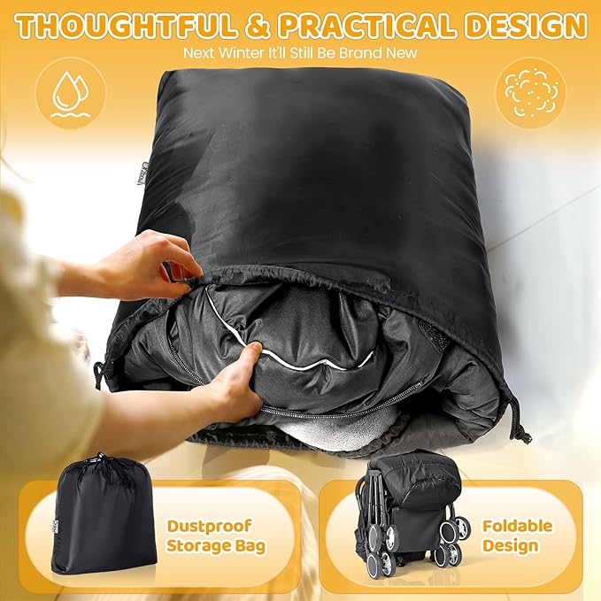 Orzbow Universal Stroller Footmuff, Winter Baby Stroller Bunting Bag, Warm Berber Fleece Stroller Sleeping Bag for Cold Weather, Waterproof & Windproof, Baby Winter Must Have, Dark Grey