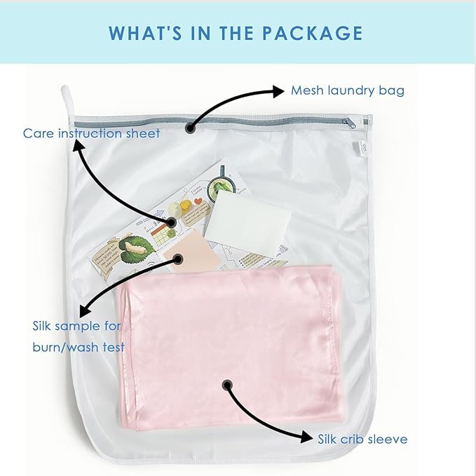 PROMEED 2 Pack 100% Mulberry Silk Crib Sleeve for Baby Hair Loss Prevention, Premium 23 Momme Natural Silk Bassinet Slip for Bassinets/Cradles/Cots/Cribs (Pink)