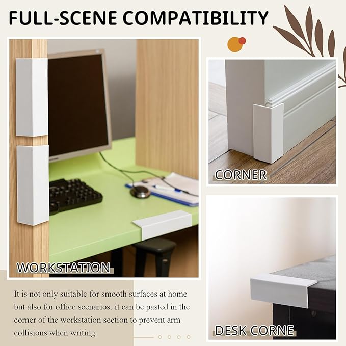 Pangda Baseboard Corners Blocks Self Adhesive Rubber Safety Corner Protectors Proofing Edge Guard Corner Cushion for Wall Furniture Edge(White,8 Pcs)