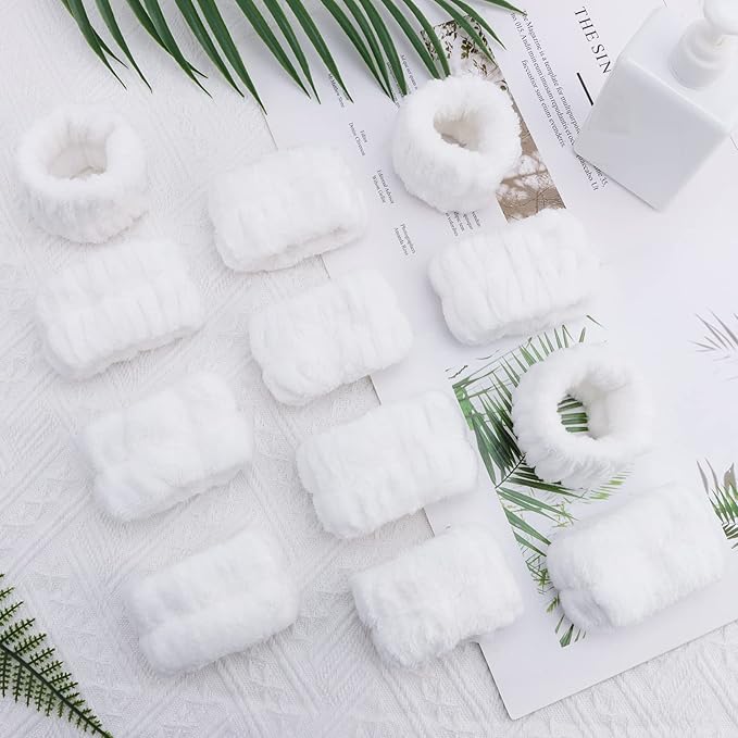 WHAVEL 6 Pairs Wrist Towels for Face Washing, Absorbent Spa Sweatbands to Prevent Liquid Spilling Down Arms