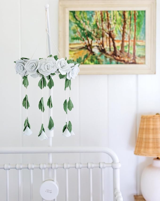 Baby Crib Mobile Arm Wooden Holder - Baby Mobile Hanger for Crib (31 inch, 100% Natural Beech Wood) Strong Anti Slip - Nursery Decor & Gift Accessories (White)