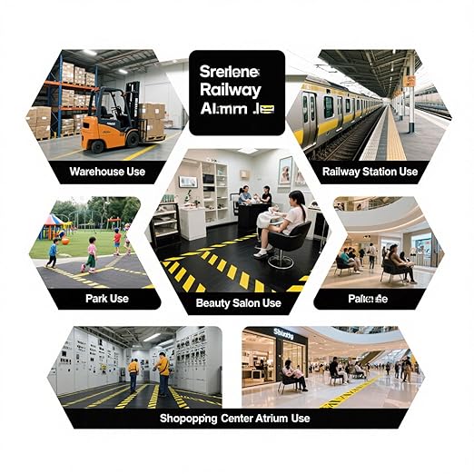 Floor Marking Tape, 4 Rolls Black and Yellow Safety Striped Tape for Hazard Warning and Aisle Marking, High-Tensile, Tear-Resistant, 2 Inch x 108 Feet, Heavy Duty Adhesive