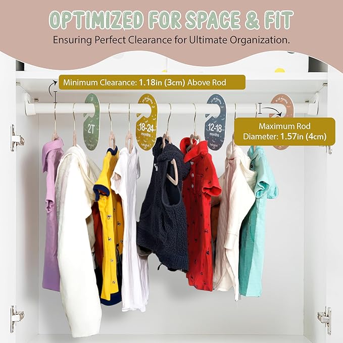 Velvet Baby Hangers with Clips – Organize Baby Clothes by Age with Size Dividers – Save Closet Space for Newborn to Toddler Outfits – Perfect Nursery Must-Have (Moonstone)