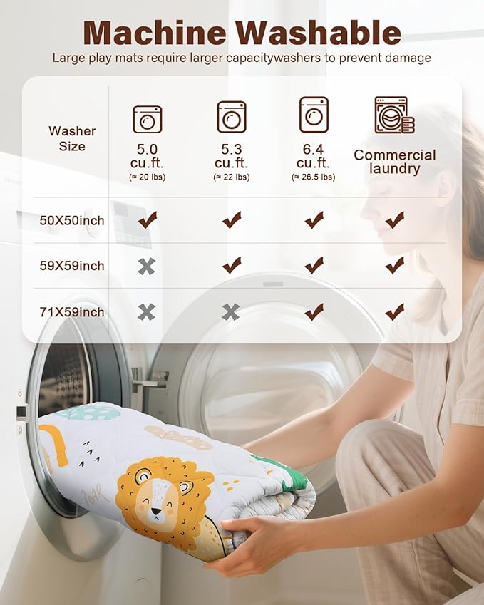 Baby Play Mat, 71x59 Thickened Playpen Mat, Non-Slip Baby Mat for Floor, Foldable Portable Playmat Suitable for Babies Learning to Crawl and for Travel