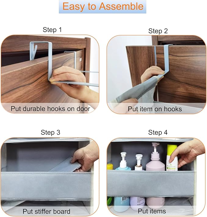 roomtalk Extra Large Over The Door Organizer Storage 6-Shelves and 12 Side Pockets, Heavy Duty Hanging Door Organizer for Closet Bathroom Bedroom Nursery Pantry, Grey
