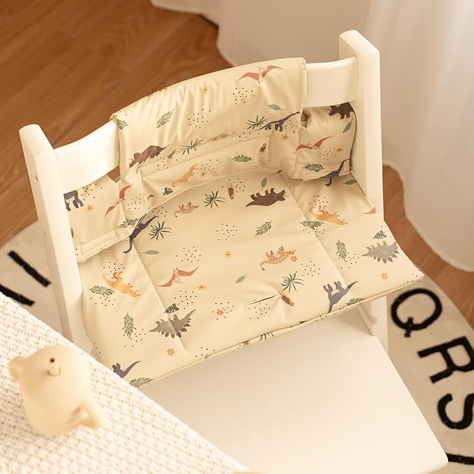 Baby Cushion Set Soft and Comfort High Chair Cushion for Infant, Toddler High Chair Accessories Easy to Clean and Install, Dinosaur