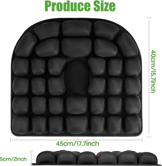 Kimburg Inflatable Travel Seat Cushion, Relieve Pessure Hips, 3D Airbag Wheelchair Pad Portable Car Seat Cushions for Office Chair, Wheelchair, Stadiums, Dining Chair