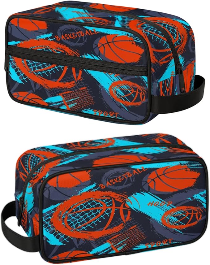 Boys Toiletry Bag Basketball Kids Dopp Kit Waterproof Hanging Wash Bag Cosmetic Bag Medicine Bag for Travel Sports Shower Essential