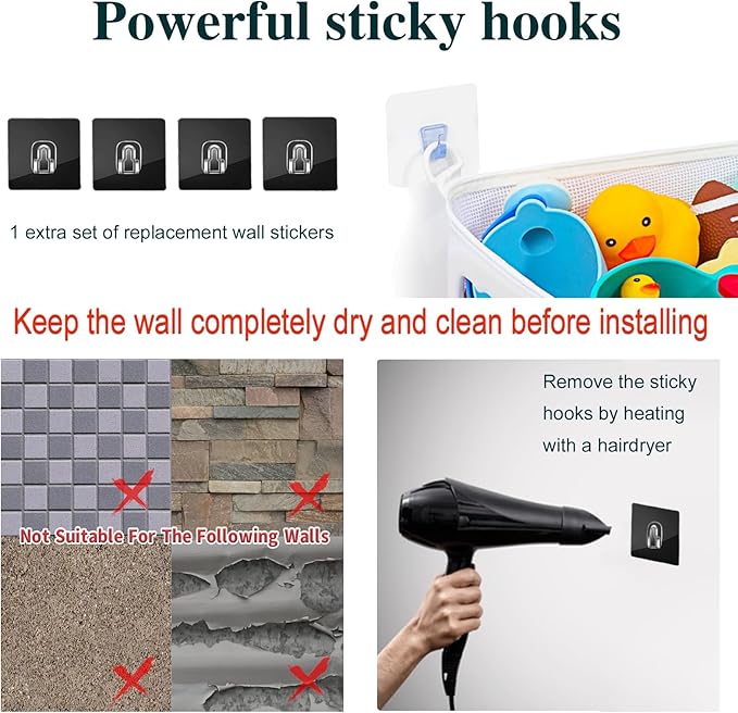 Quick-Fetch Way Mesh Bath Toy Holder, Wide Opening and Large Capacity Bath tub Toy Storage for Easy Access to Toys, Space-Saving Wall-Mounted Bath Toy Organizer, Quick Dry Bathtub Toy Holder