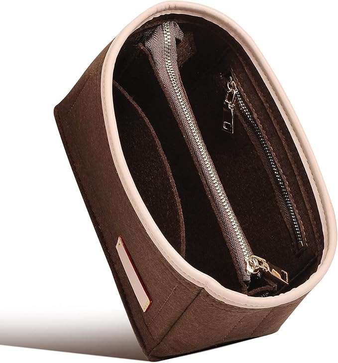Doxo Purse Organizer Insert for Handbags & Felt Tote Bag Fit LV Speedy 20,Alma BB,Petit Noe More(S-Brown)
