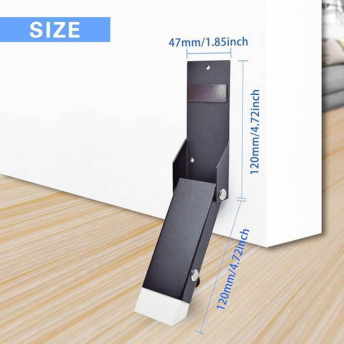 No Drilling Door Stop, Self Adhesive Door Stoppers for Bottom of Door, One Touch Kickdown Door Stop Hold Door Open, Heavy Duty Doorstopper Door Wedge Easy Installation