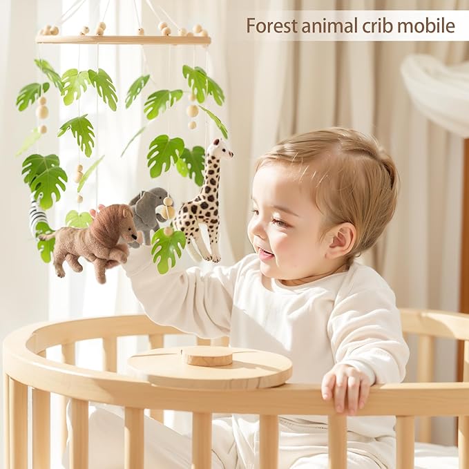 let's make Baby Mobile for Crib Safari Nursery Mobile Handmade Jungle Baby Mobile Woodland Nursery Decor Forest Animals Crib Accessories with Lion Elephant Zebra Giraffe