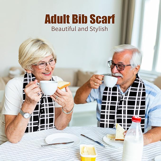 Tarpop Adult Bib Scarf Washable and Reusable Dining Clothing Protector Adult Bib for Elderly Senior Citizens Men Women Eating