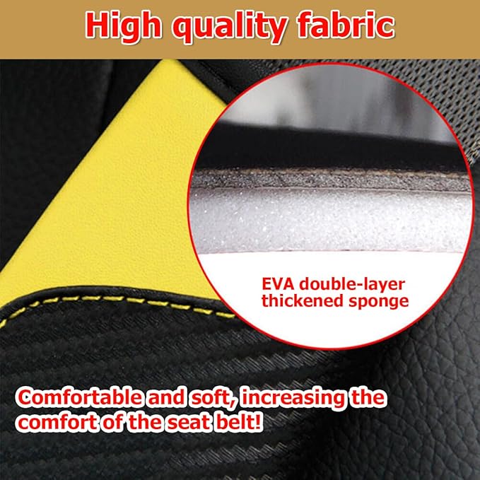 AUCELI 2PCS Car Seat Belt Cover, Carbon Fiber Seatbelt Shoulder Strap Covers, Breathable Leather Soft Harness Pad Protect Your Neck and Shoulder Compatible with Cars