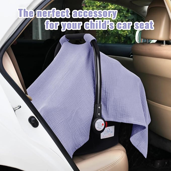 Metplus Muslin Car Seat Cover for Babies - Carseat Stroller Cover Infant Stroller Covers for Boys and Girls, Breathable & Lightweight, Fits Most Strollers & Baby Car Seats
