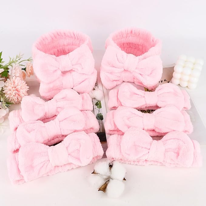 10 Pack Cute Pink Skincare Headbands Set for Women Girls Spa Headband for Washing Face Bulk Valentine’s Day Party Favor & Gift Set