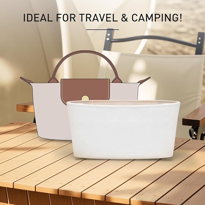Upgraded Longchamp Mini Organizer Insert, DupontPaper Lightweight Bag Organizer Insert Compatble with Longchamp le pliage Mini Pouch Handbag Inner Shaper (XS,White)