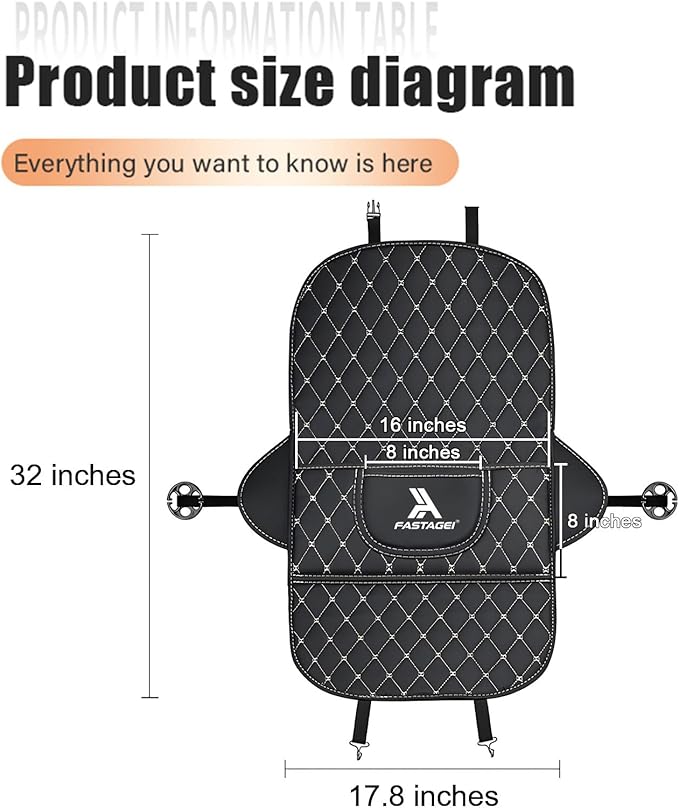 FASTAGEI 2 Pack Universal Car Kick Mats Back Seat Protector with Storage Pockets, Premium Leather Car Seat Back Cover Protector Waterproof Scratch-Resistant Easy Clean